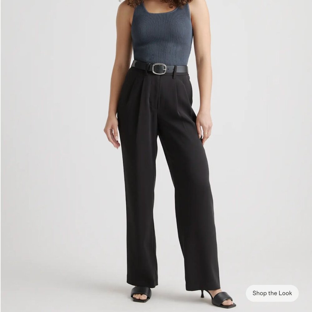 SOLD Quince Stretch Crepe Pleated Wide Leg Pants